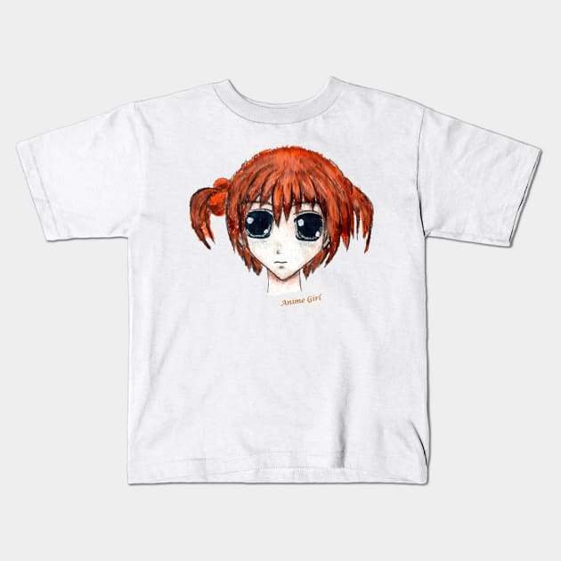 Anime Girl Kids T-Shirt by Evgeniya